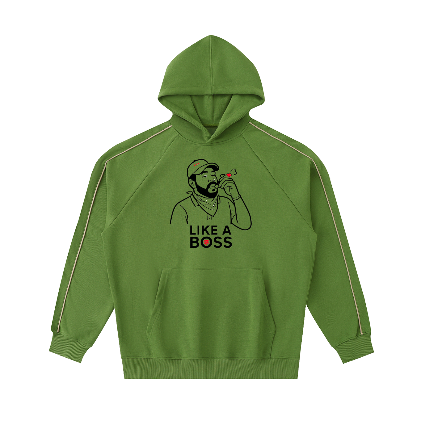 Contrast Piping Raglan Hoodie
