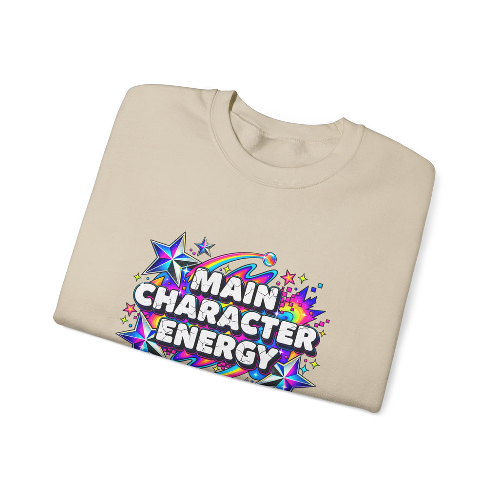 Main Character Energy Crewneck Sweatshirt — Retro Star Graphic