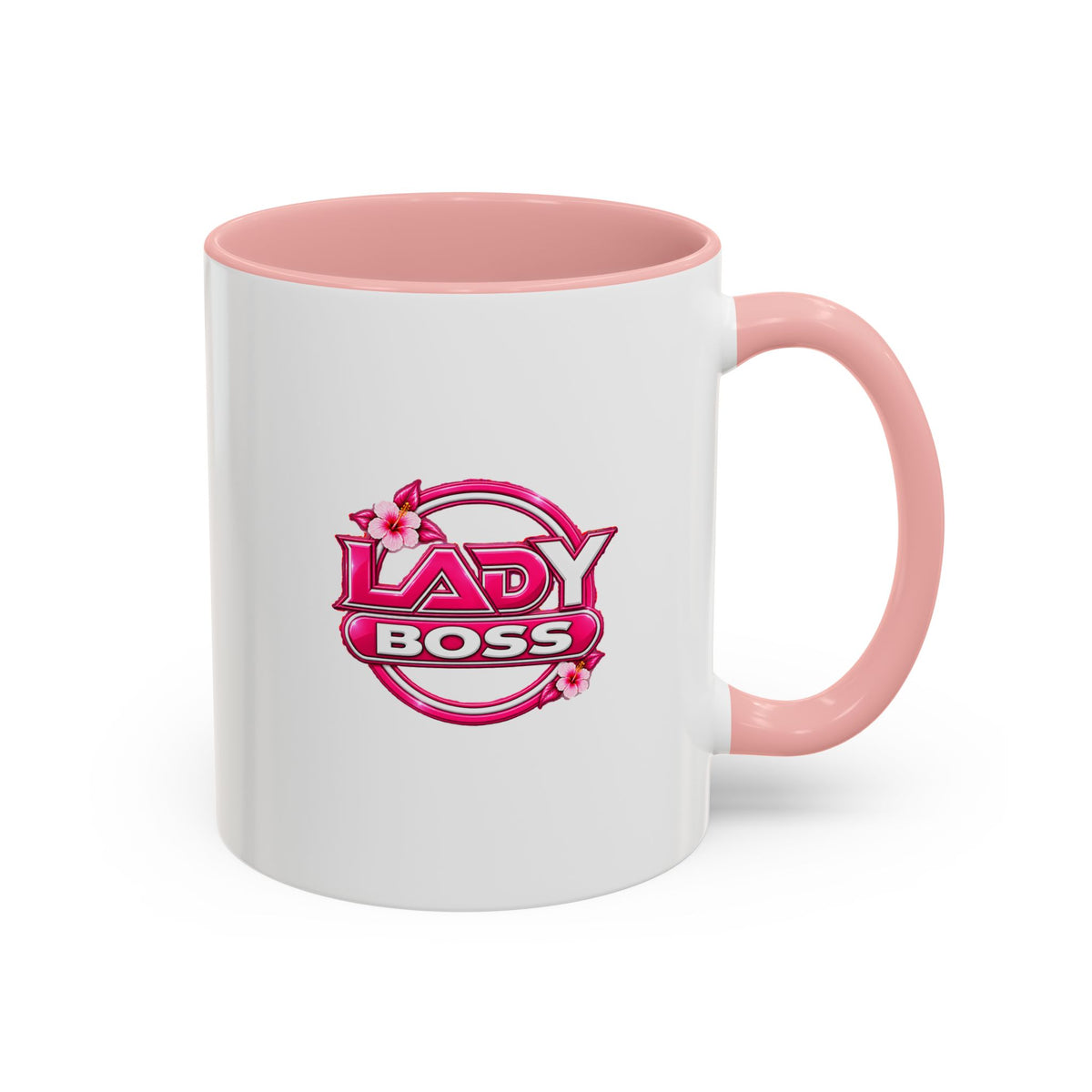 Lady Boss Accent Coffee Mug — Pink 'Lady Boss' Graphic, 11/15oz