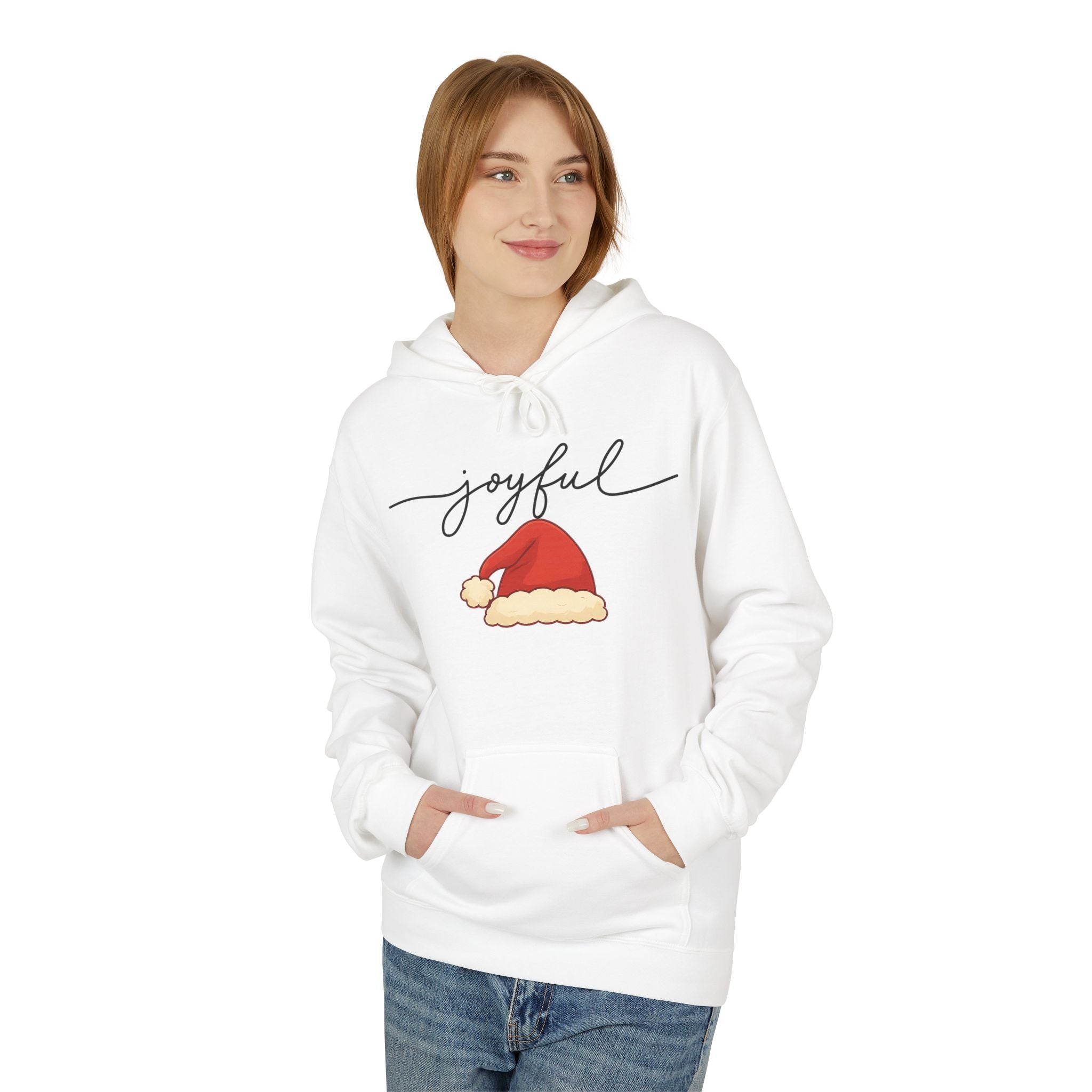 Joyful Santa Hat Hoodie — Christmas Holiday Cozy Pullover
