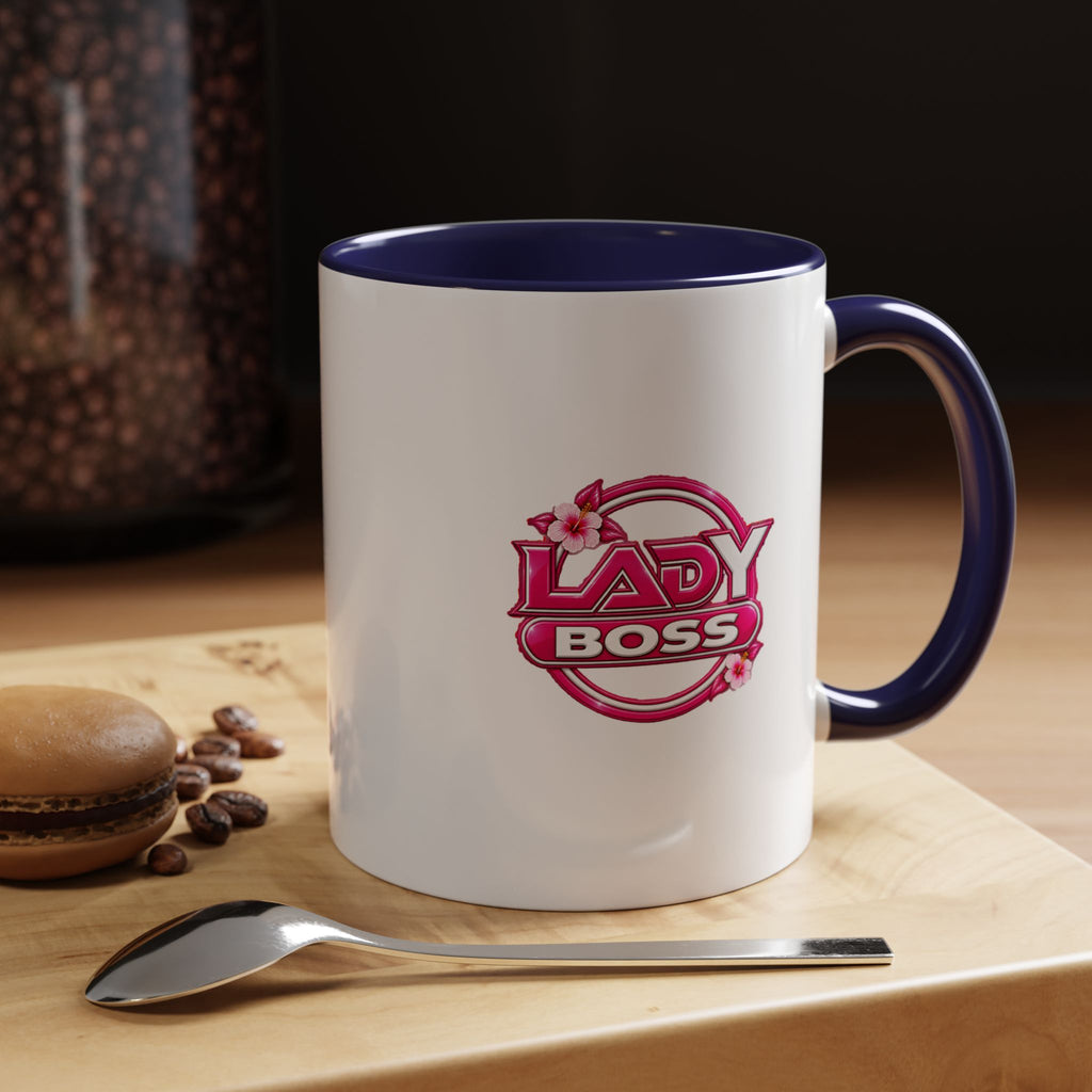 Lady Boss Accent Coffee Mug — Pink 'Lady Boss' Graphic, 11/15oz