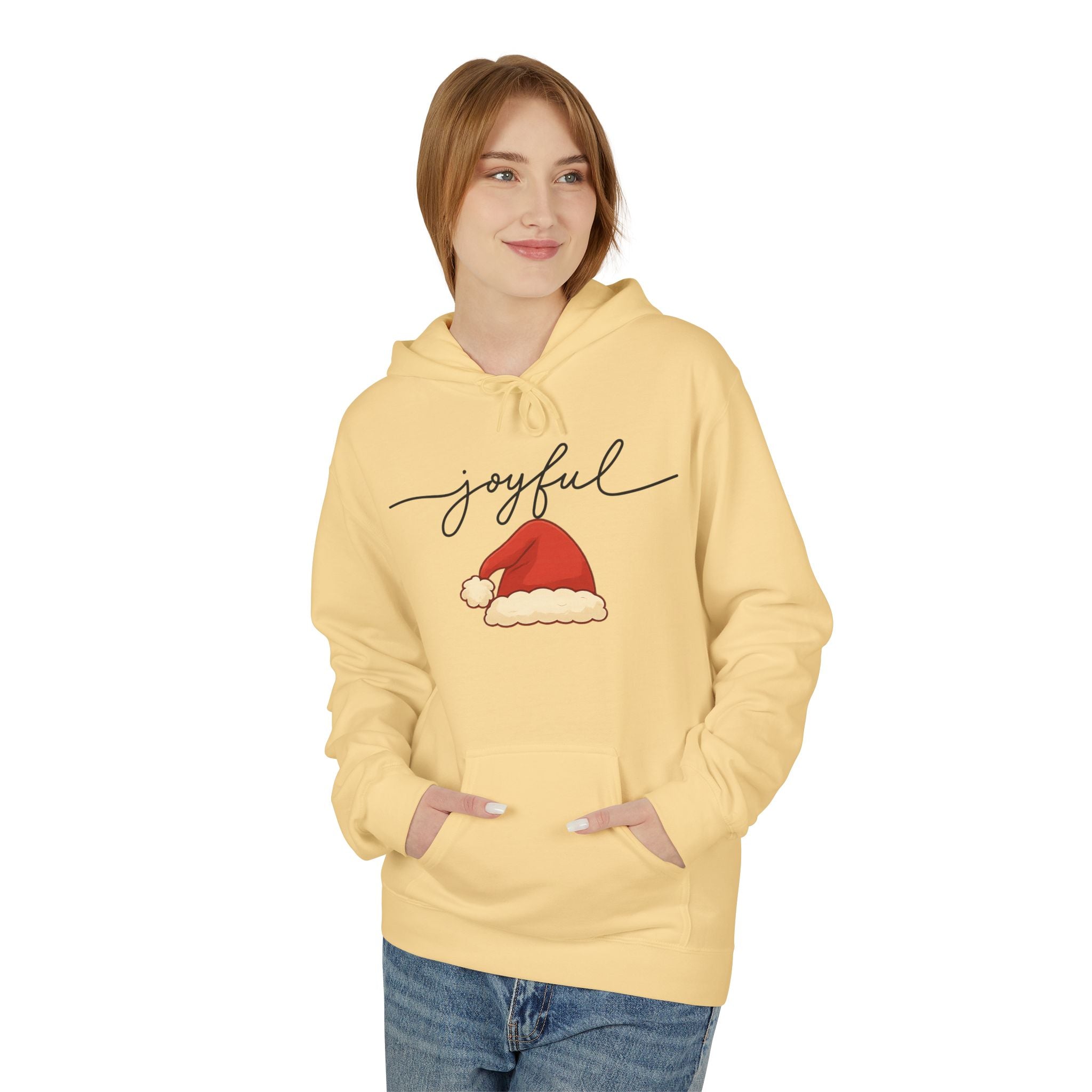 Joyful Santa Hat Hoodie — Christmas Holiday Cozy Pullover