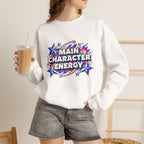 Main Character Energy Crewneck Sweatshirt — Retro Star Graphic