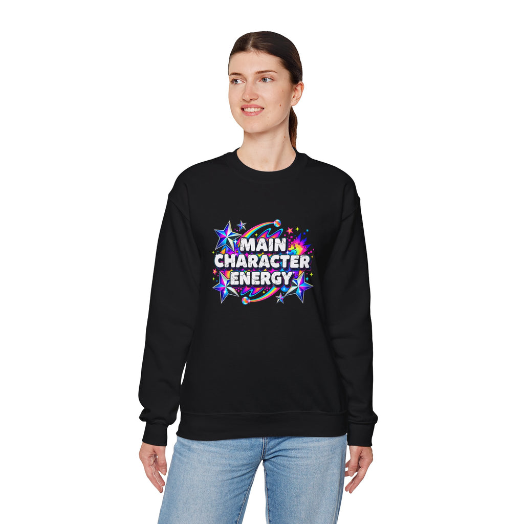 Main Character Energy Crewneck Sweatshirt — Retro Star Graphic