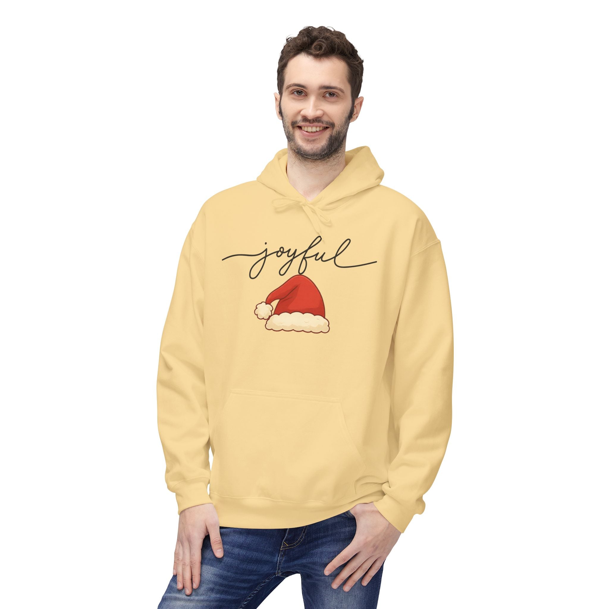 Joyful Santa Hat Hoodie — Christmas Holiday Cozy Pullover