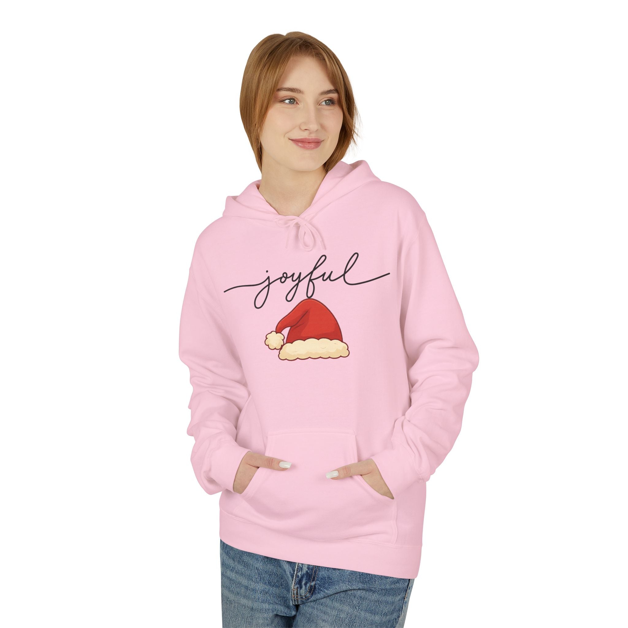 Joyful Santa Hat Hoodie — Christmas Holiday Cozy Pullover