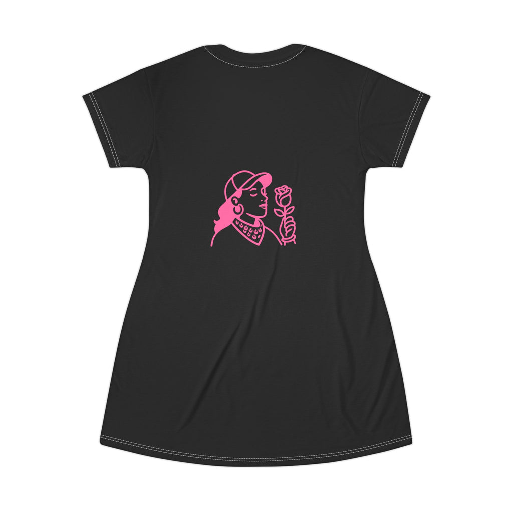 Black Heart & Feminist Graphic T-Shirt Dress | Casual Iconic Wear for Everyday, Birthday Gift, Women's Empowerment, Summer Fashion