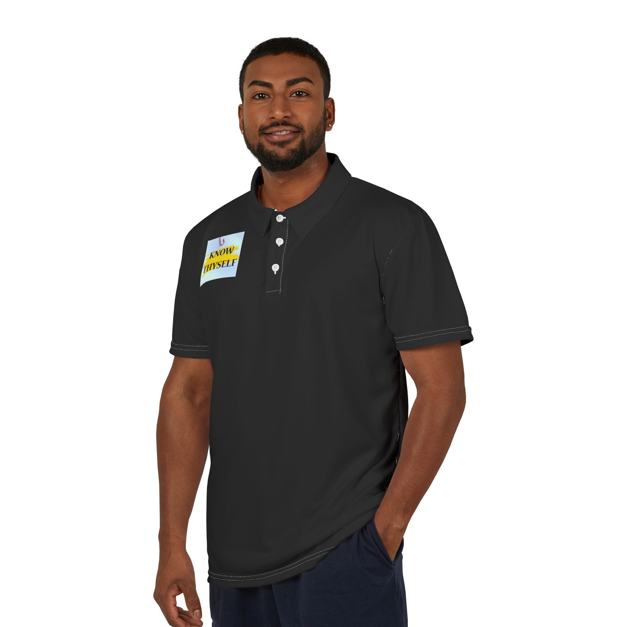 Polo Shirt — 'Know Thyself' Small Chest Graphic