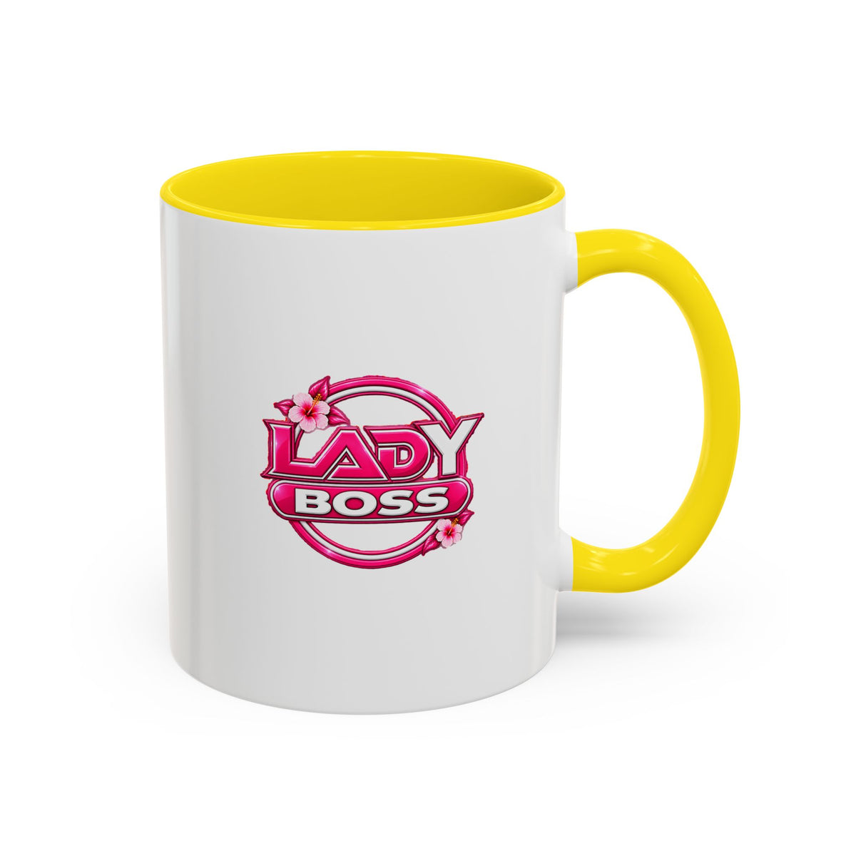 Lady Boss Accent Coffee Mug — Pink 'Lady Boss' Graphic, 11/15oz