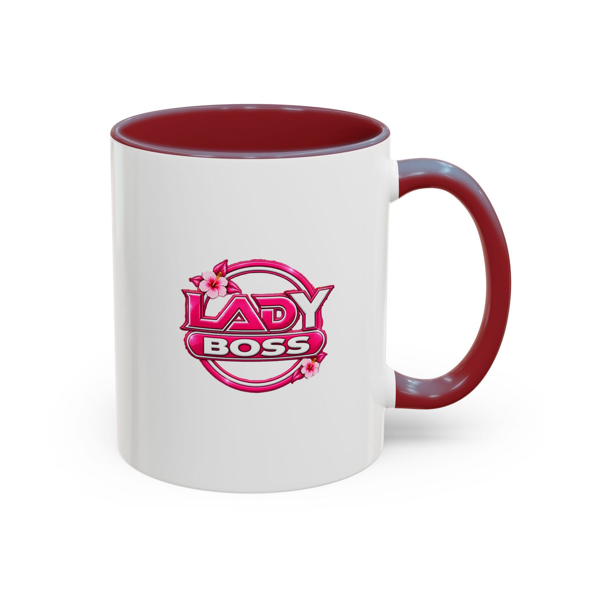 Lady Boss Accent Coffee Mug — Pink 'Lady Boss' Graphic, 11/15oz