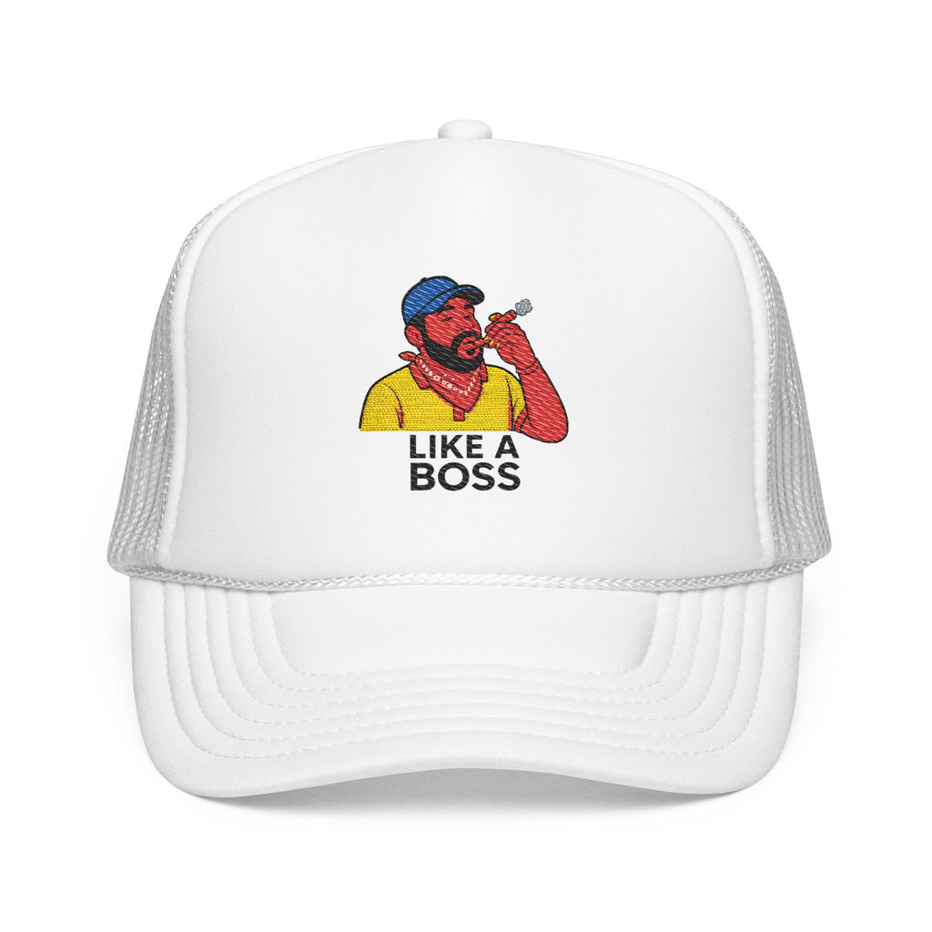 Embroidered Foam Trucker Hat - Like a Boss, Adjustable Cap, Gift for Him, Outdoor Gear, Fun Dad Hat, Cool Casual Fashion