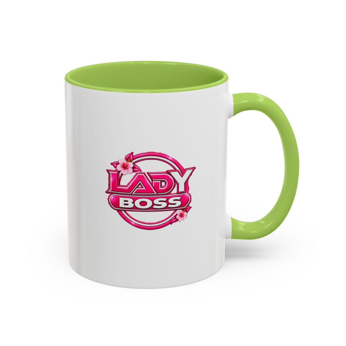 Lady Boss Accent Coffee Mug — Pink 'Lady Boss' Graphic, 11/15oz