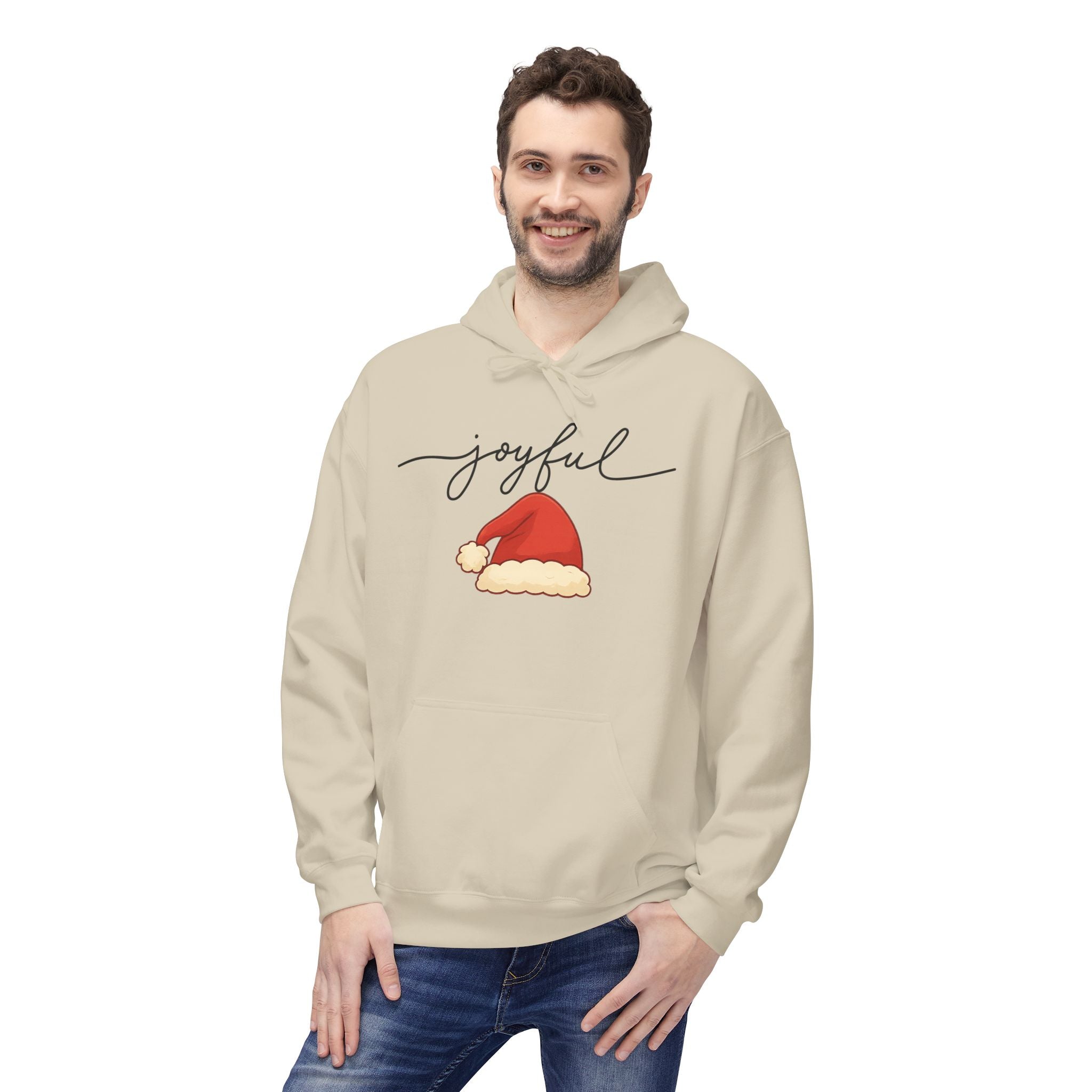 Joyful Santa Hat Hoodie — Christmas Holiday Cozy Pullover