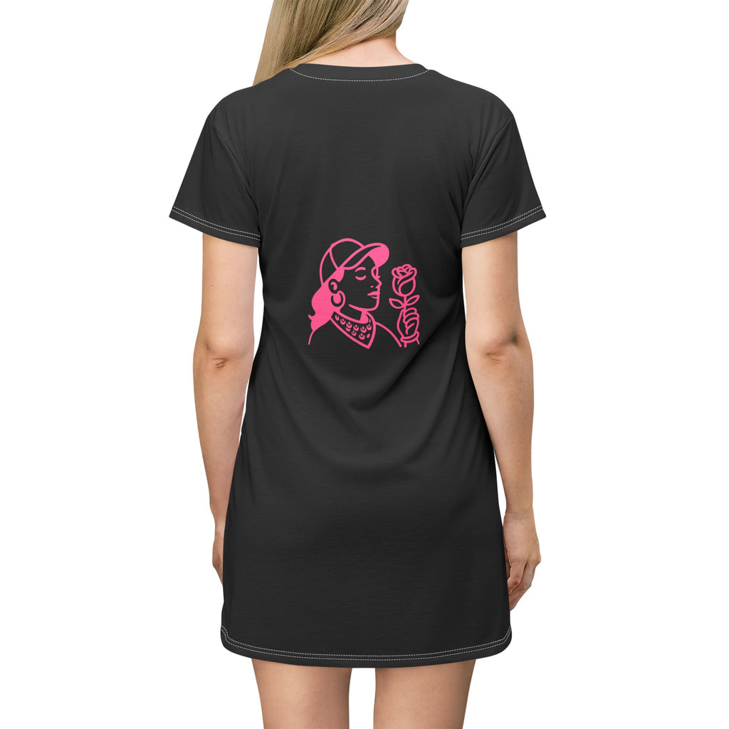 Black Heart & Feminist Graphic T-Shirt Dress | Casual Iconic Wear for Everyday, Birthday Gift, Women's Empowerment, Summer Fashion