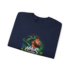Crewneck Sweatshirt – "Hair Channels Energy" Graphic Pullover (Lad Like a Boss Back)
