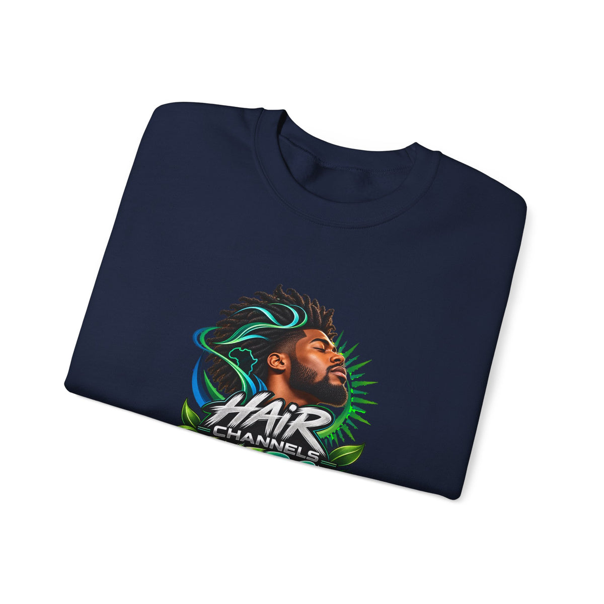 Crewneck Sweatshirt – "Hair Channels Energy" Graphic Pullover (Lad Like a Boss Back)