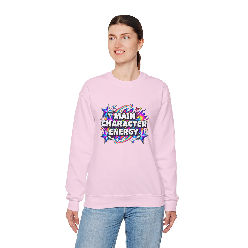 Main Character Energy Crewneck Sweatshirt — Retro Star Graphic