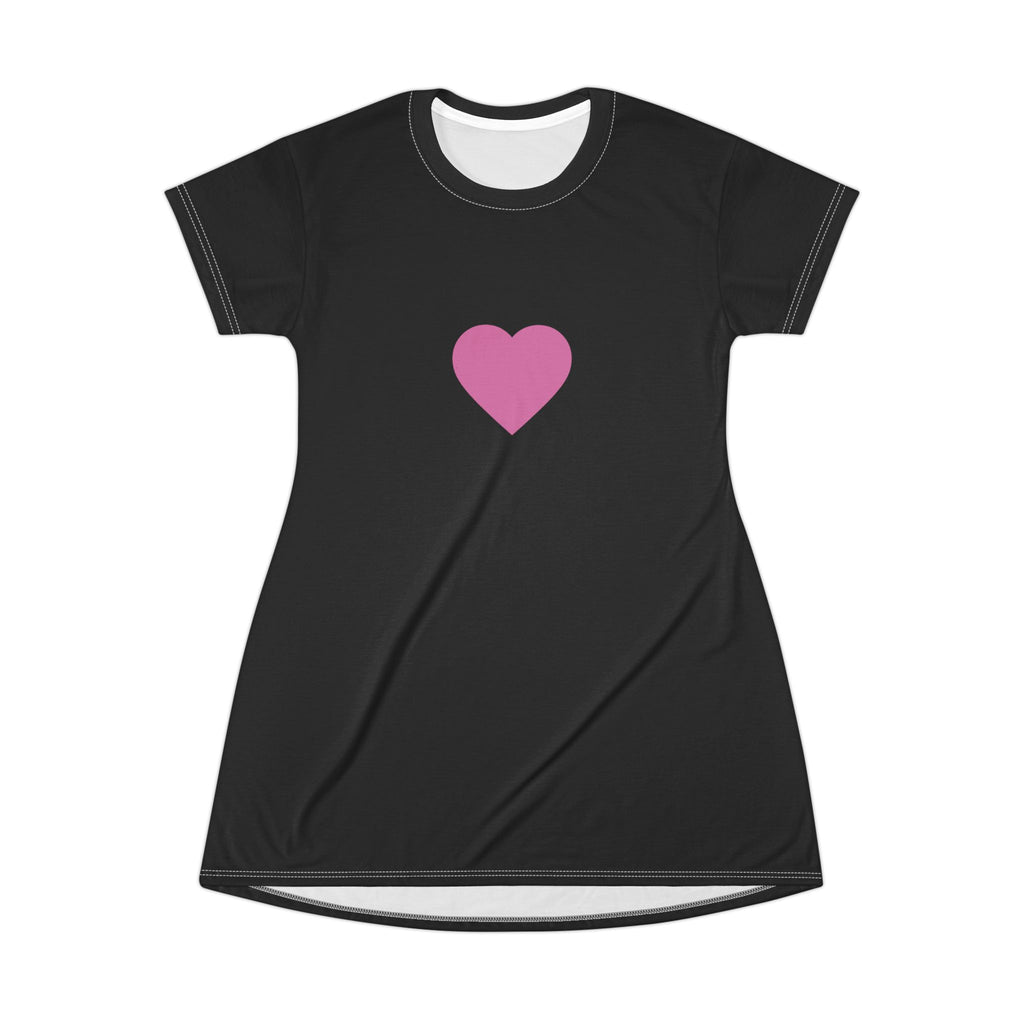 Black Heart & Feminist Graphic T-Shirt Dress | Casual Iconic Wear for Everyday, Birthday Gift, Women's Empowerment, Summer Fashion