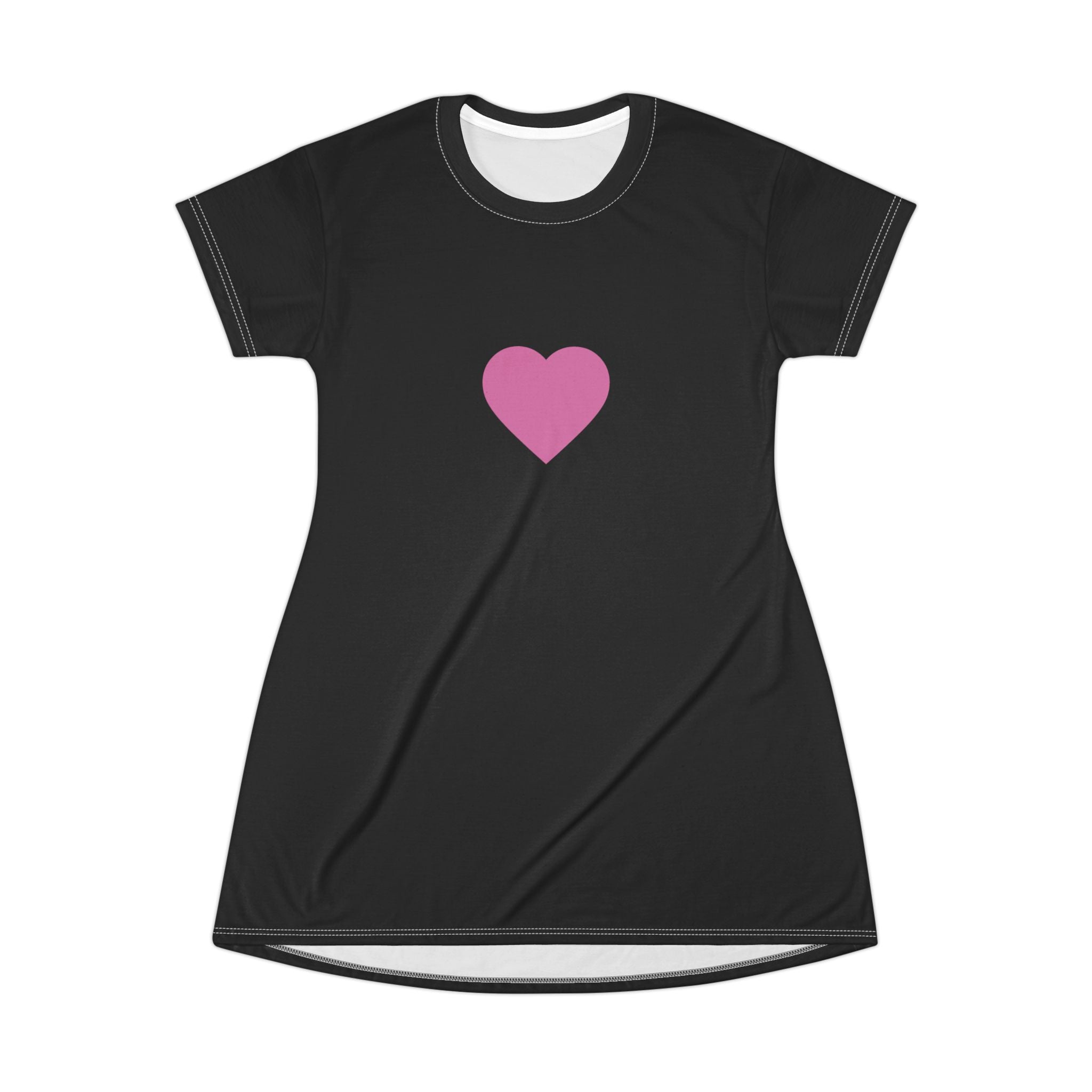 Black Heart & Feminist Graphic T-Shirt Dress | Casual Iconic Wear for Everyday, Birthday Gift, Women's Empowerment, Summer Fashion