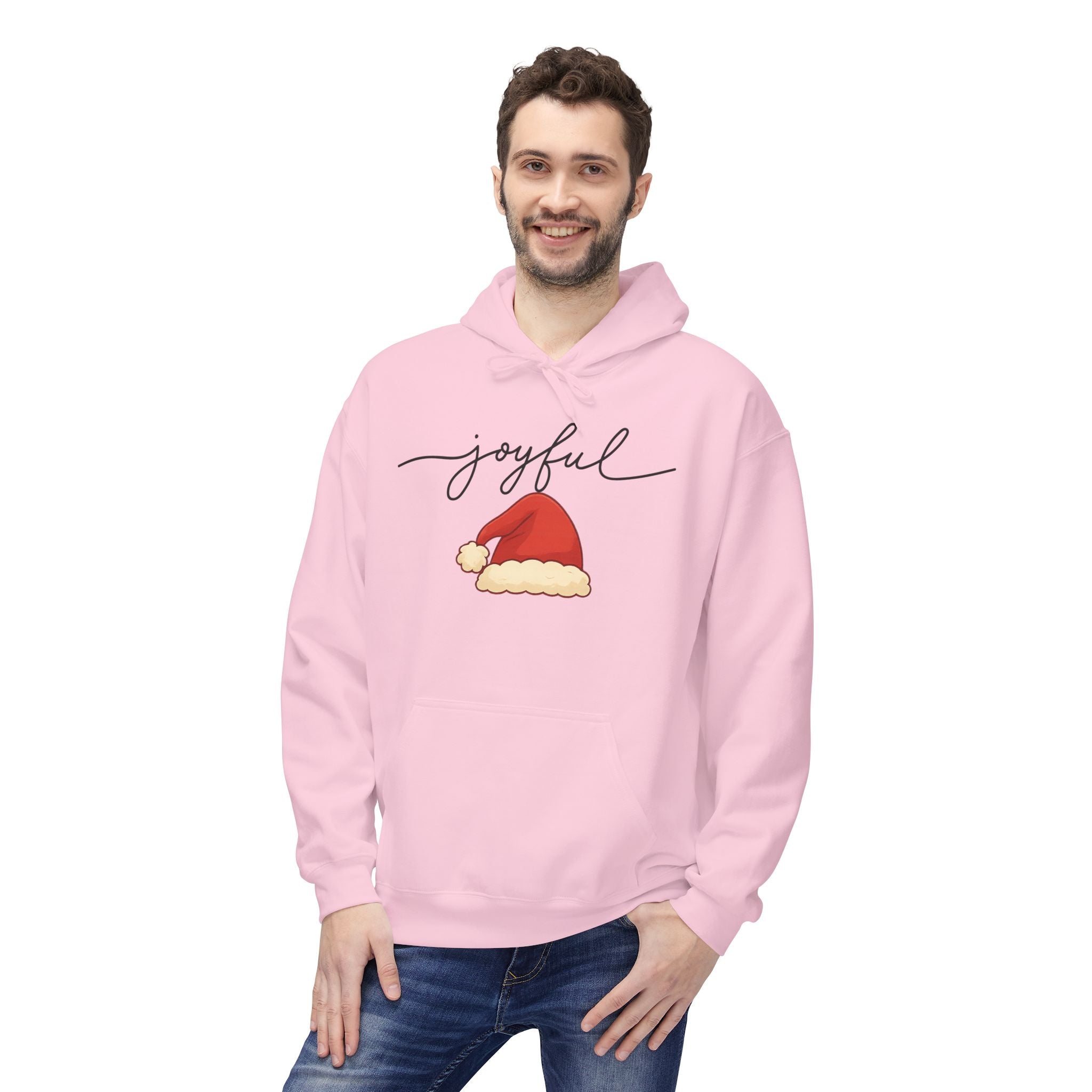 Joyful Santa Hat Hoodie — Christmas Holiday Cozy Pullover