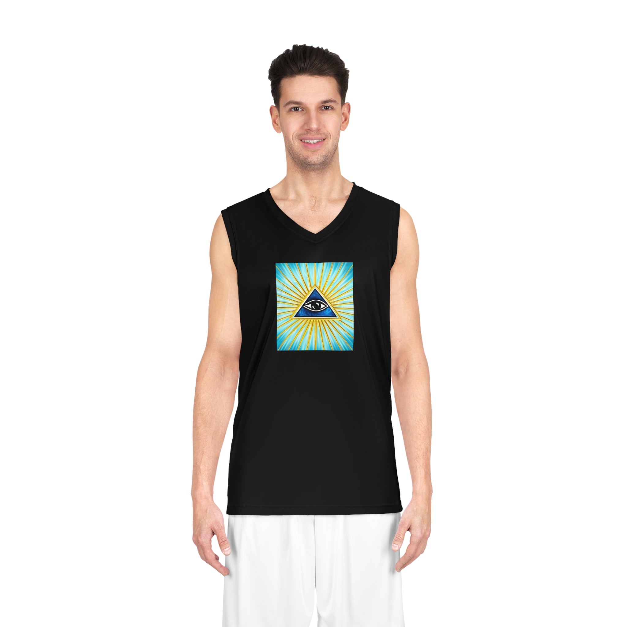 Know Thyself Basketball Jersey – Illuminati Eye Graphic Sleeveless Athletic Tank