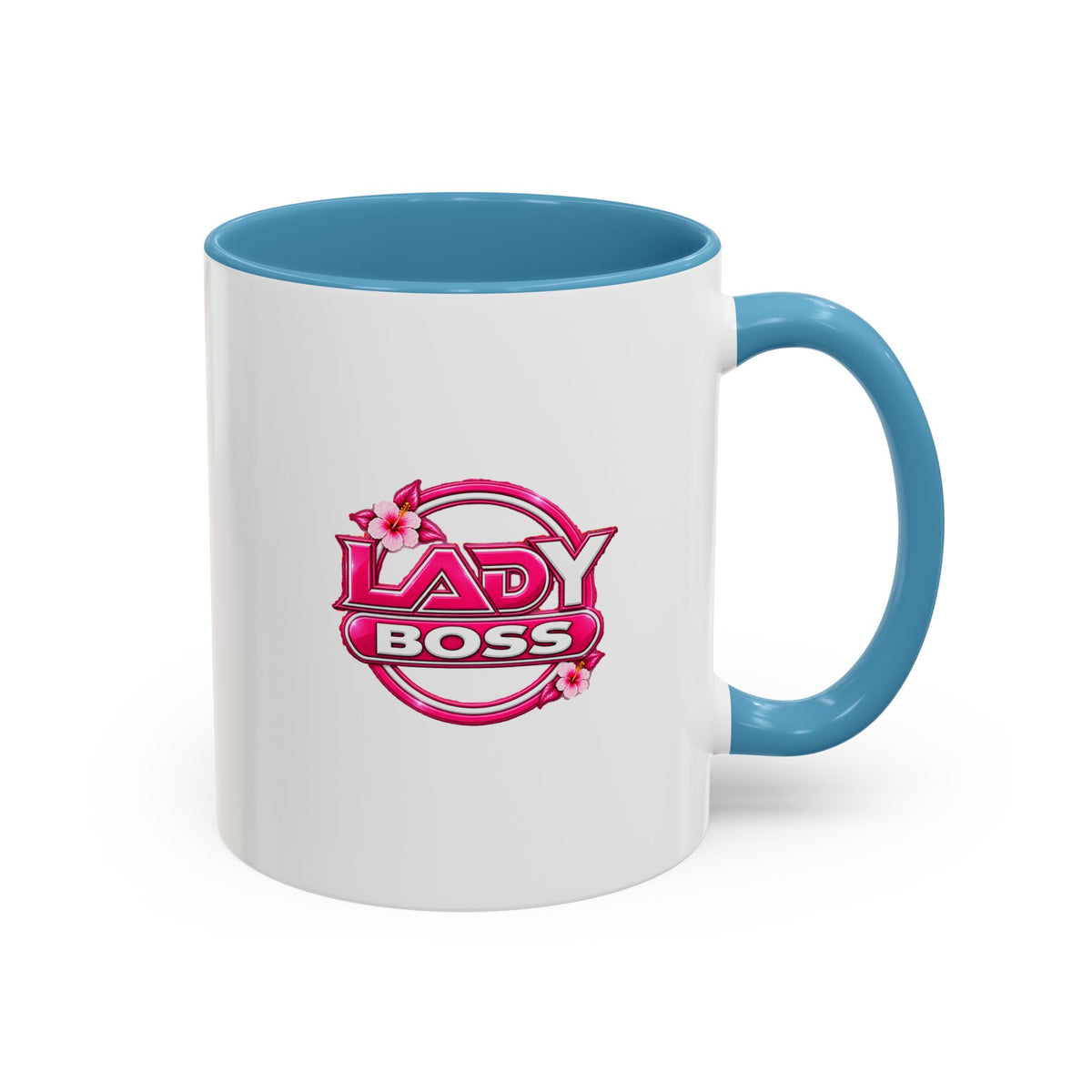 Lady Boss Accent Coffee Mug — Pink 'Lady Boss' Graphic, 11/15oz
