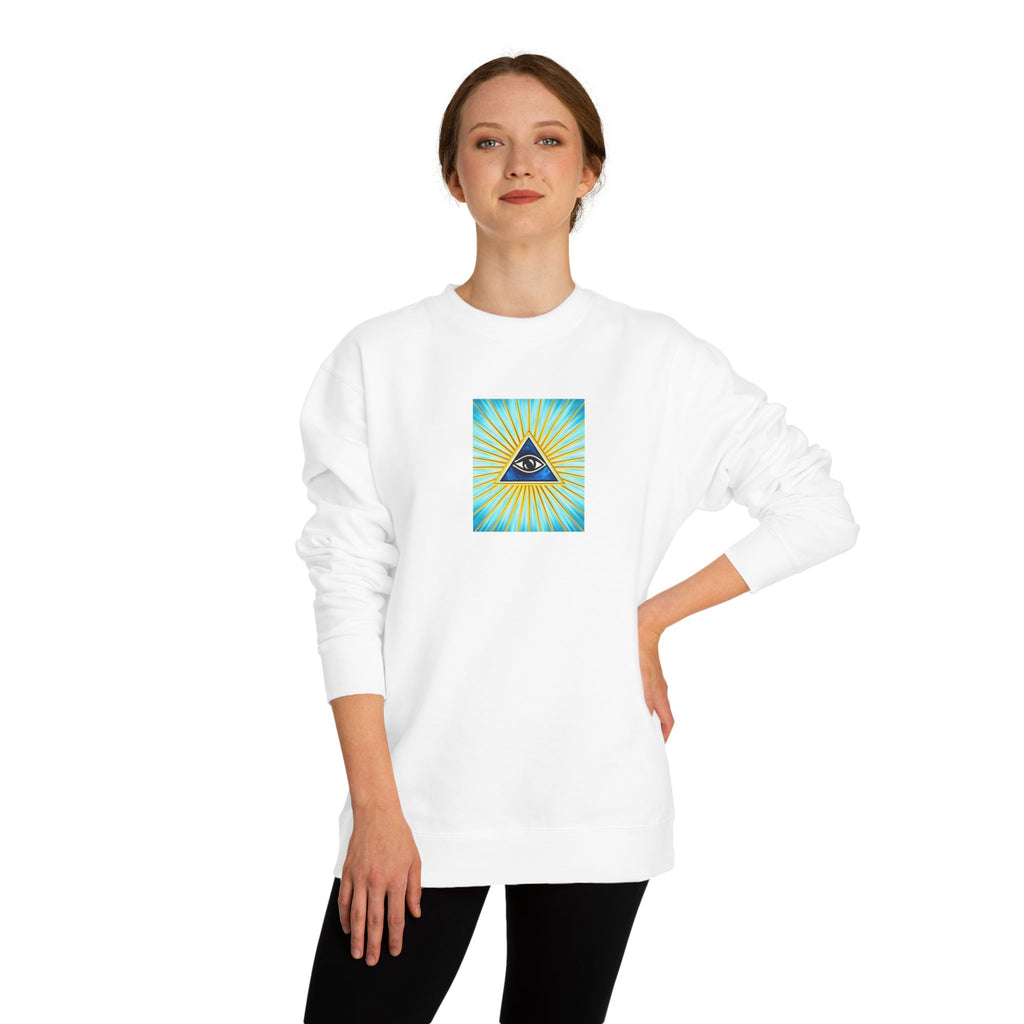 All-Seeing Eye Crewneck Sweatshirt — Mystical Pyramid Graphic