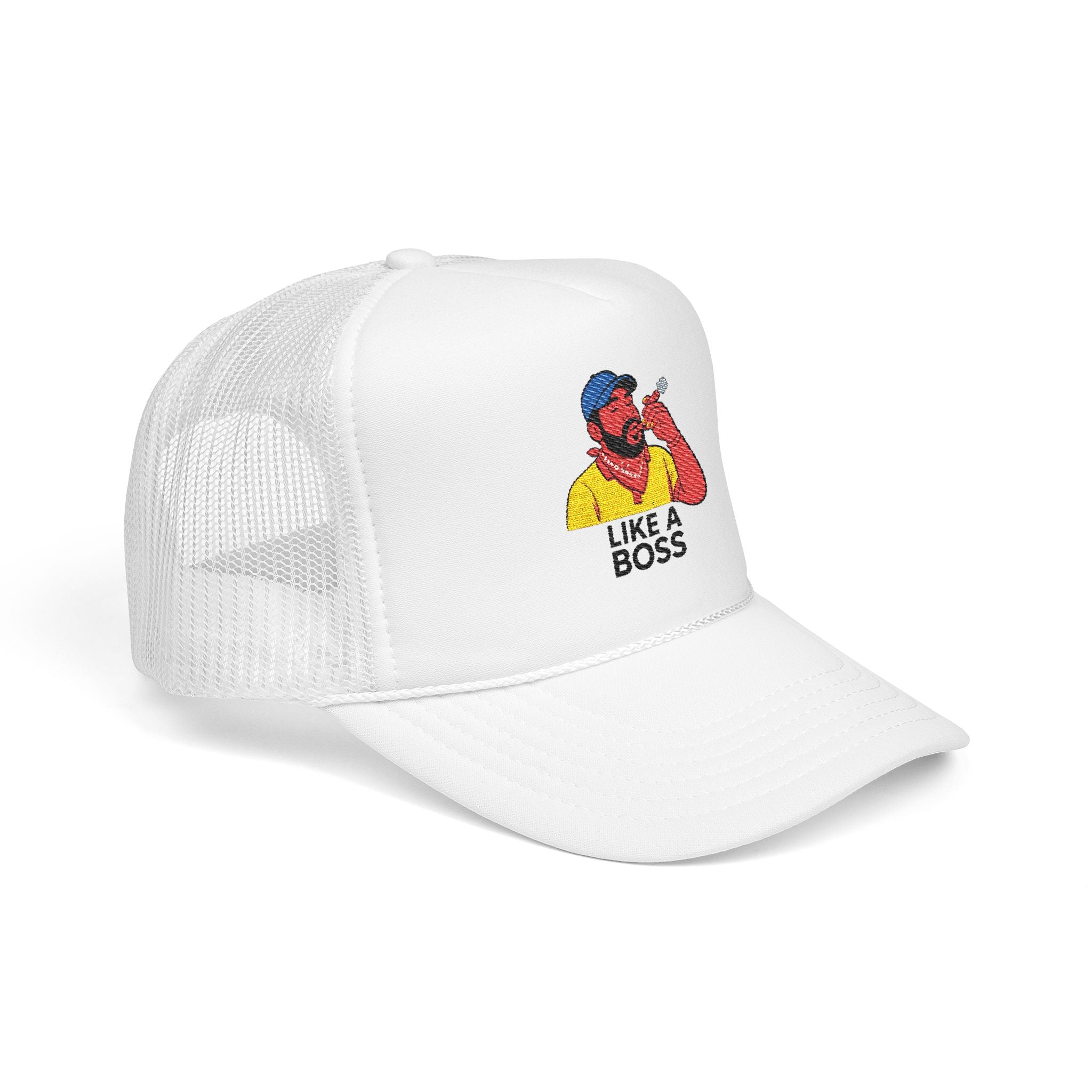 Embroidered Foam Trucker Hat - Like a Boss, Adjustable Cap, Gift for Him, Outdoor Gear, Fun Dad Hat, Cool Casual Fashion