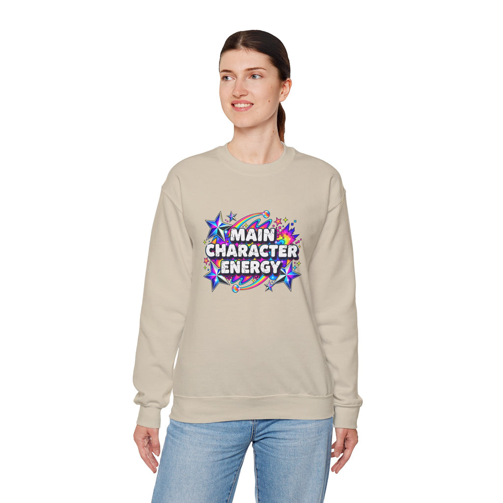 Main Character Energy Crewneck Sweatshirt — Retro Star Graphic