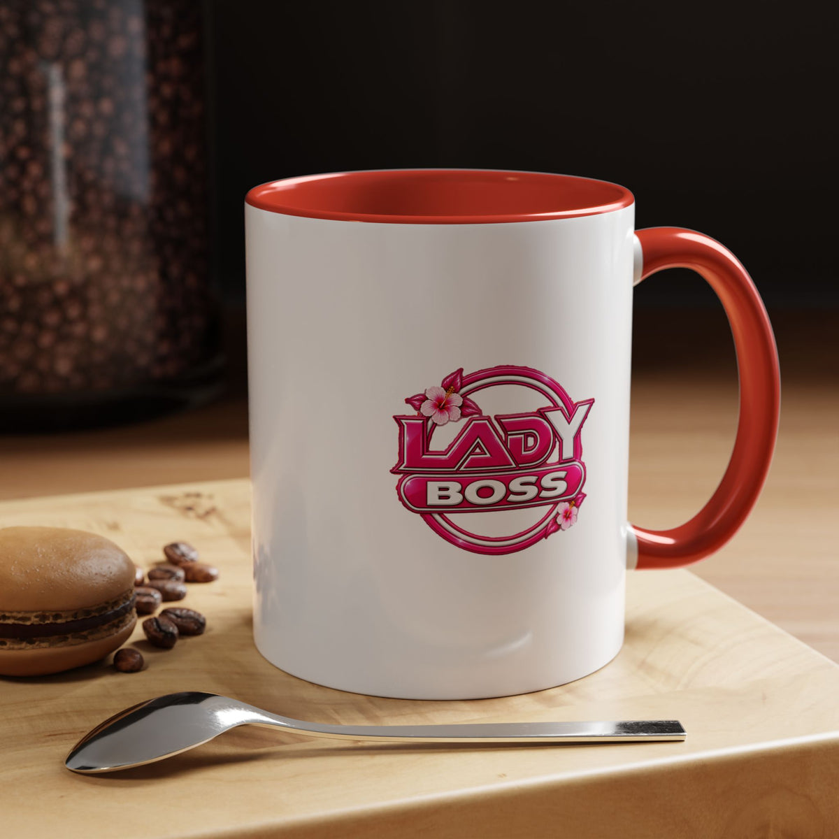 Lady Boss Accent Coffee Mug — Pink 'Lady Boss' Graphic, 11/15oz