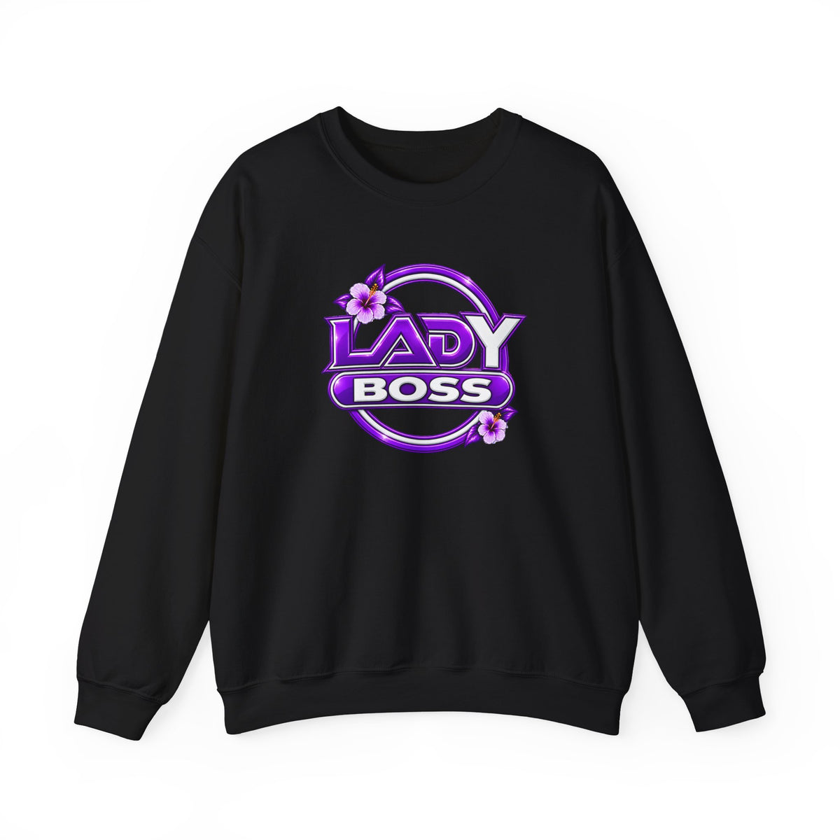 Lady Boss Crewneck Sweatshirt — Purple Floral Feminine Leadership Pullover