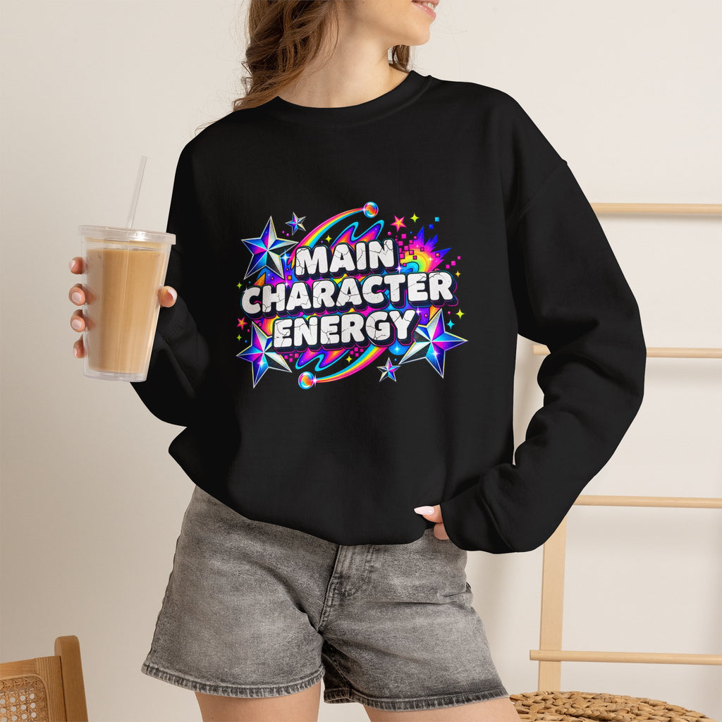 Main Character Energy Crewneck Sweatshirt — Retro Star Graphic