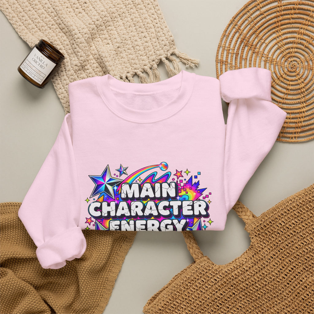 Main Character Energy Crewneck Sweatshirt — Retro Star Graphic