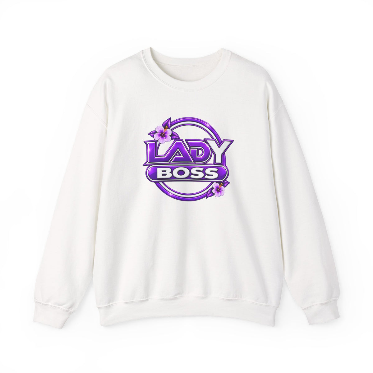 Lady Boss Crewneck Sweatshirt — Purple Floral Feminine Leadership Pullover