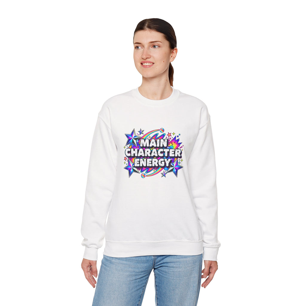 Main Character Energy Crewneck Sweatshirt — Retro Star Graphic