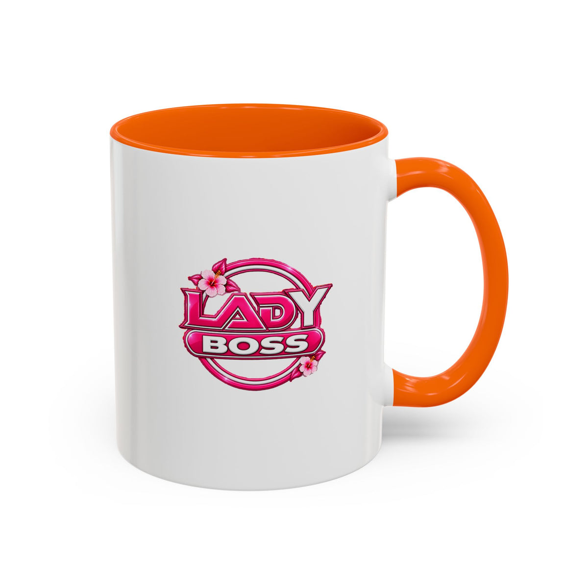 Lady Boss Accent Coffee Mug — Pink 'Lady Boss' Graphic, 11/15oz