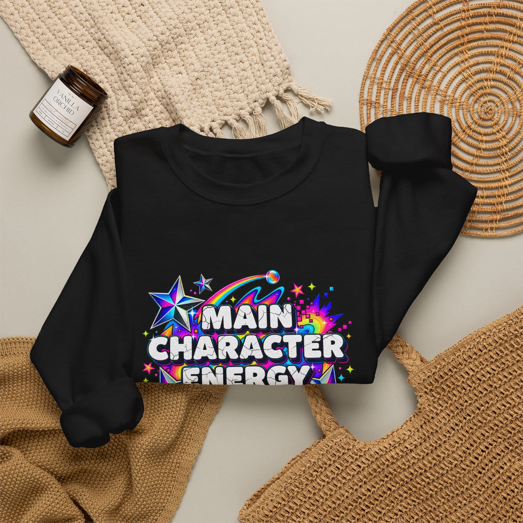 Main Character Energy Crewneck Sweatshirt — Retro Star Graphic